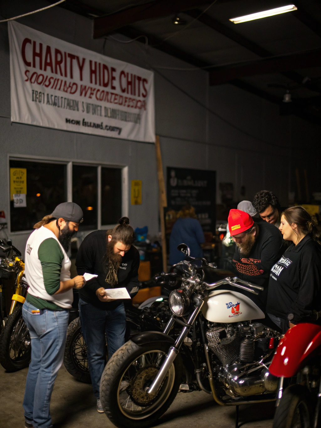 Large group of motorcyclists gathering for a charity ride event